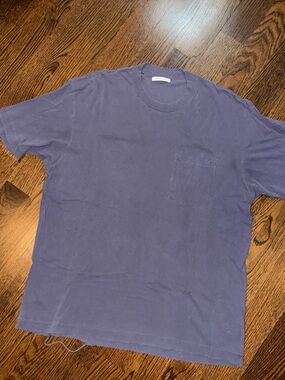 John Elliott Distressed Vintage Wash Pocket Tee in Navy Blue